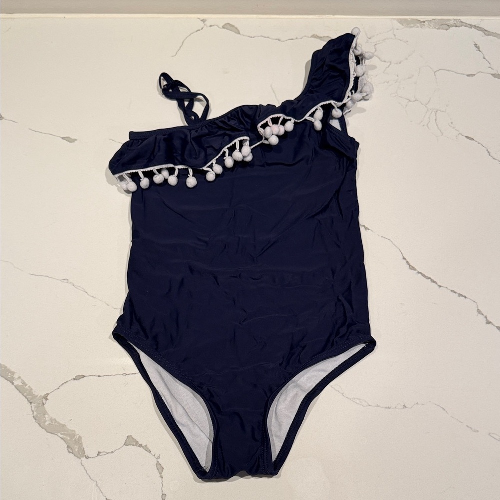 Chic Navy Girls One-Shoulder Swimsuit